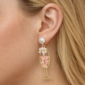 Champagne Hearts Earrings - PINK